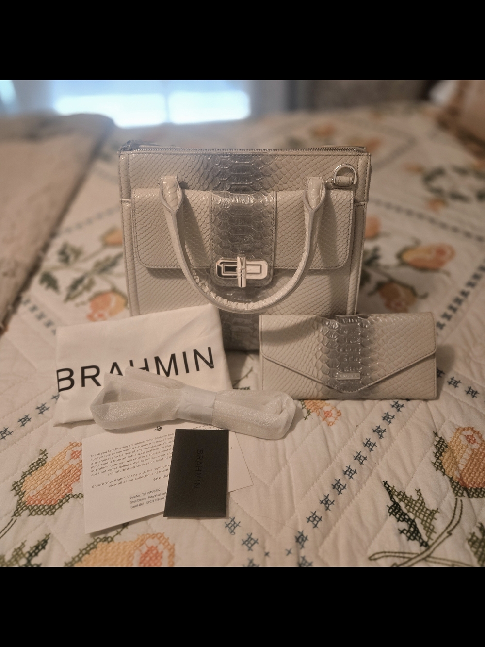 Brahmin Sm Caroline Reflect Harkness Satchel with Matching Wallet